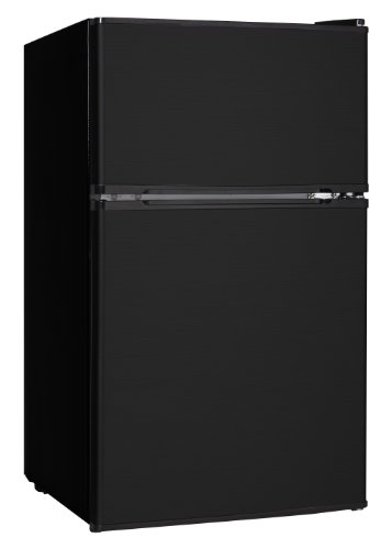 Product Cover Midea WHD-113FB1 Double Door Mini Fridge with Freezer for Bedroom Office or Dorm with Adjustable Remove Glass Shelves Compact Refrigerator, 3.1 cu ft, Black