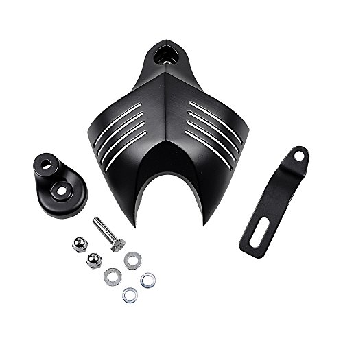 Product Cover Black Aluminum Twin Horn Cover V-Shield Cowbell Motorcycle For Cruiser Chopper Bobber Cafe Racer