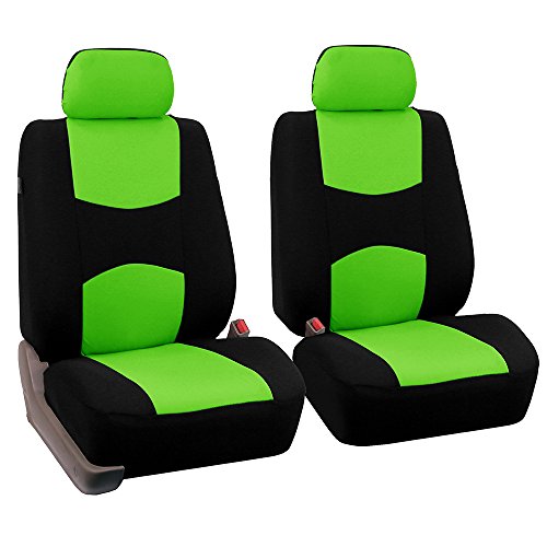 Product Cover FH Group Universal Fit Flat Cloth Pair Bucket Seat Cover, (Green/Black) (FH-FB050102, Fit Most Car, Truck, Suv, or Van)
