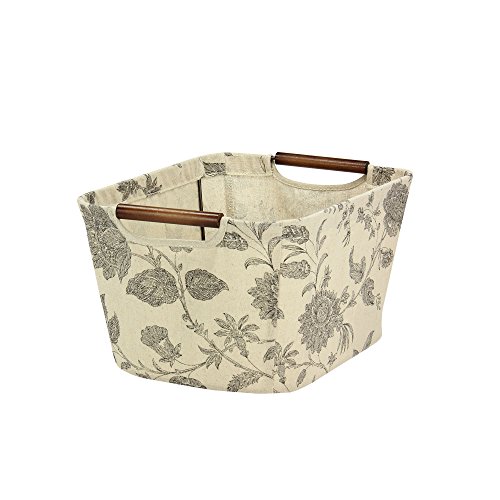 Product Cover Household Essentials Small Tapered Storage Bin with Wood Handles, Floral Pattern