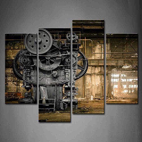 Product Cover Firstwallart Wall Art Metallurgical Firm Waiting For A Demolition Machine Old Factory Painting Pictures Print On Canvas Architecture The Picture For Home Modern Decoration piece