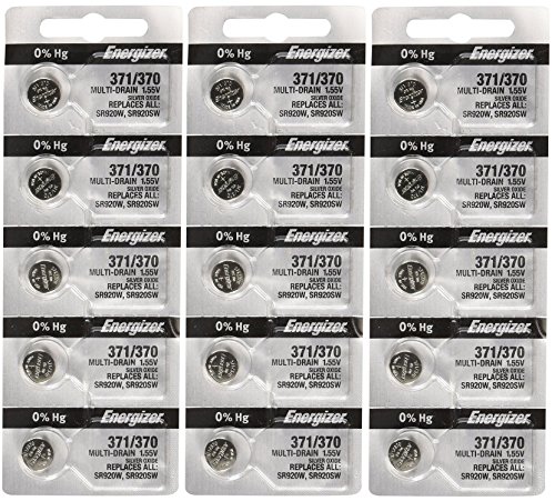 Product Cover Energizer 371 or 370 Button Cell Silver Oxide SR920SW 15 Watch Batteries