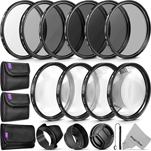 Product Cover 58MM Complete Lens Filter Accessory Kit (UV, CPL, ND4, ND2, ND4, ND8 and Macro Lens Set) for Canon EOS 70D 77D 80D Rebel T7 T7i T6i T6s T6 SL2 SL3 DSLR Cameras