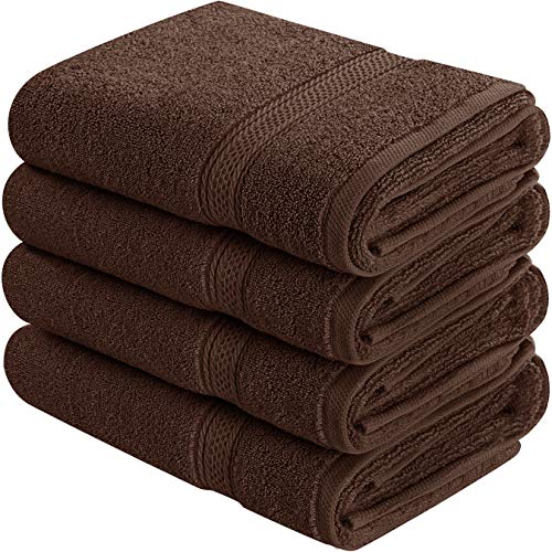 Product Cover Utopia Towels Cotton Hand Towels, 4 Pack Towels, 600 GSM, Dark Brown