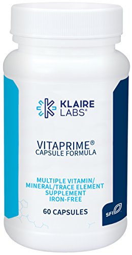Product Cover Klaire Labs Vitaprime - Twice Daily Iron-Free Multivitamin & Mineral with Metafolin Folate (60 Capsules)