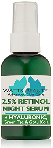 Product Cover Watts Beauty 2.5% Retinol Serum Enhanced with 50% Hyaluronic Acid - Anti Aging Retinol for Fine Lines, Wrinkles, Blemishes, Large Pores & More - No Parabens, No Animal Testing or Ingredients (1oz)