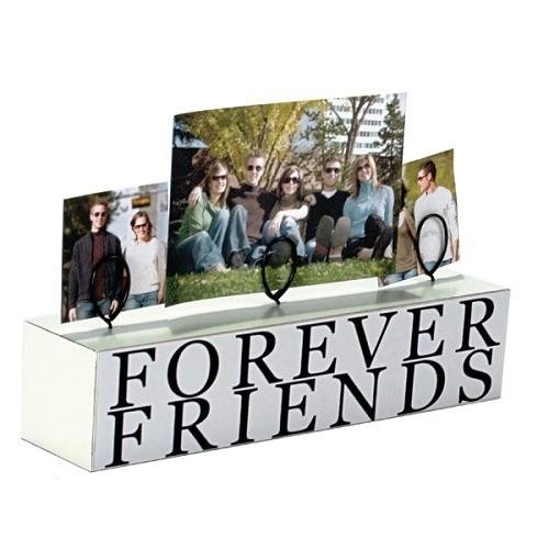 Product Cover Malden International Designs Tabletop Photo Clips Wood Block Forever Friends Picture Holder, 3 Option, White