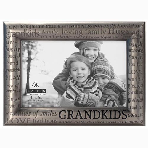 Product Cover Malden International Designs Modern Pewter Metal Diecast Grandkids Expressions Picture Frame, 4x6, Silver