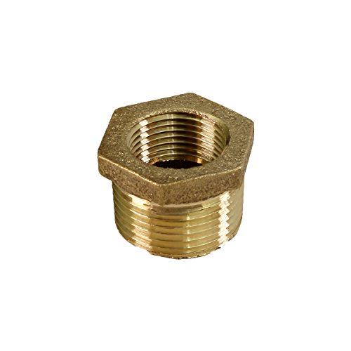 Product Cover Everflow BRBU0121-NL 1/2 Inch Male NPT X 1/4 Inch Female NPT Brass Lead Free Bushing, Fitting with Hexagonal Head, Brass Construction, Higher Corrosion Resistance Economical & Easy to Install