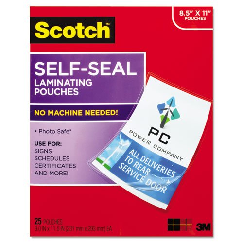 Product Cover Scotch - Self-Sealing Laminating Pouches, 9.5 mil, 8 1/2 x 11, 25/Pack LS854-25G (DMi PK