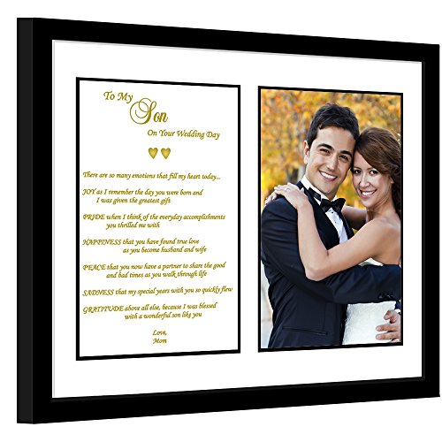 Product Cover Son Wedding Gift from Mom - Touching Mother to Son Poem - Add Photo to Frame