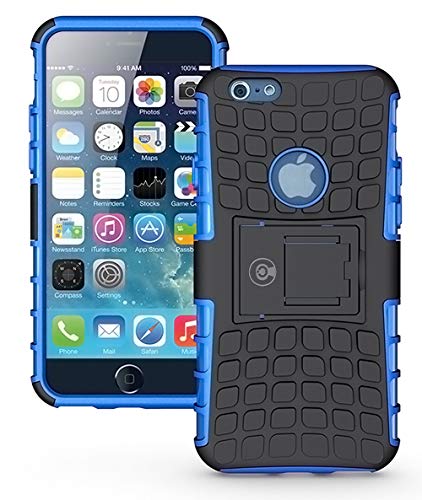 Product Cover iPhone 6S Case, iPhone 6 Case by Cable and Case - [Heavy Duty] Tough Dual Layer 2 in 1 Rugged Rubber Hybrid Hard/Soft Impact Protective Cover [with Kickstand] Shipped from The U.S.A. - Blue