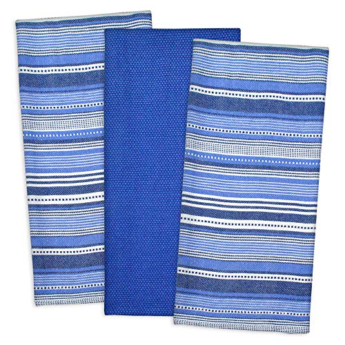 Product Cover DII 5828 Urban Stripe & Basic Dishtowels, 18x28, Nautical Blue 3 Piece