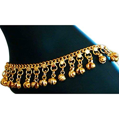 Product Cover Uma Indian Traditional Belly Dance Ghungroo Brass Anklet with Jingling Bells Gold-Toned
