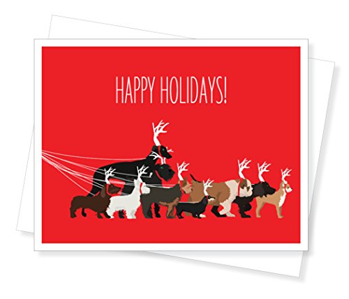 Product Cover Dog Walk Holiday Christmas Cards, Set of 10 Greeting Cards