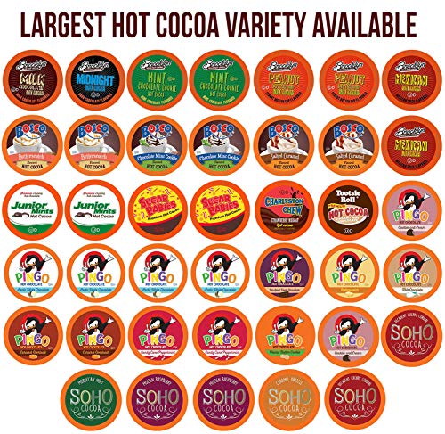 Product Cover Two Rivers Chocolate Hot Cocoa Pods, Single Serve Variety Sampler Pack Compatible with 2.0 Keurig K-Cup Brewers, 40 Count - Largest Assorted Hot Cocoa