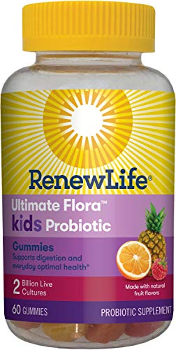 Product Cover Renew Life Kids Probiotic - Ultimate Flora Kids Probiotic Gummies Probiotic Supplement - Dairy & Soy Free - 2 Billion CFU - Fruit Flavor, 60 Chewable Gummies