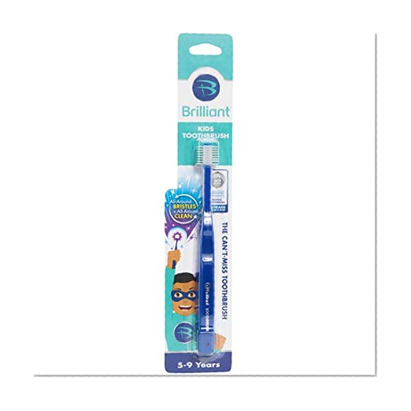 Product Cover Brilliant Kids Toothbrush Ages 5-9 Years - When Adult Teeth Appear - BPA Free Super-Fine Micro Bristles Clean All-Around Mouth, Kids Love Them, Royal, 1 Count