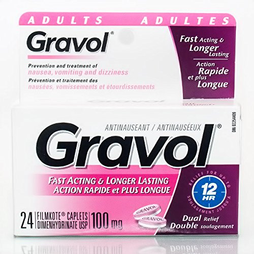Product Cover Gravol Immediate & Long-Acting 100mg Dual Relief for Nausea, Dizziness, Vomiting, 24 Caplets