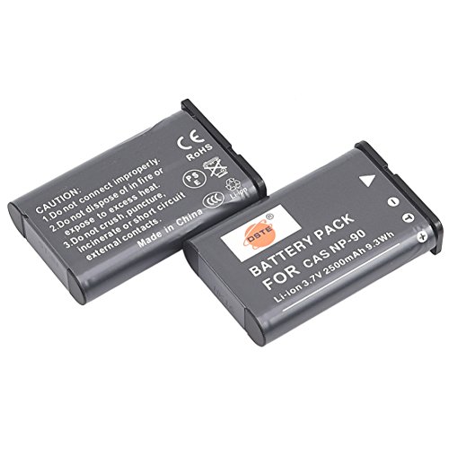 Product Cover DSTE Replacement for 2X NP-90 Replacement Li-ion Battery Compatible Casio Exilim EX-H10 EX-H15 EX-H20 EX-FH100 Camera