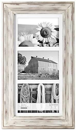 Product Cover Malden International Designs Whitman White Wash Matted 3 Opening Collage Wood Picture Frame, 5 by 7-Inch