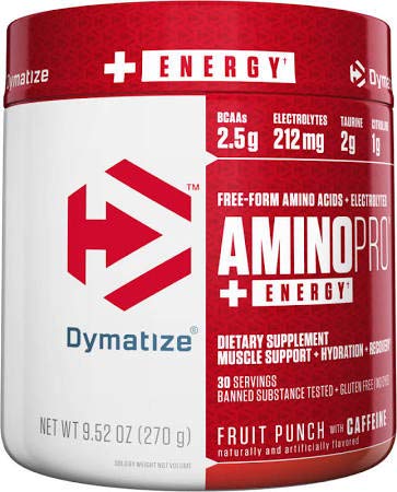 Product Cover Dymatize AminoPro Endurance Amplifier Powder, Reinforced with Electrolytes & Amino Acids, Fruit Punch, 9.52 Ounce