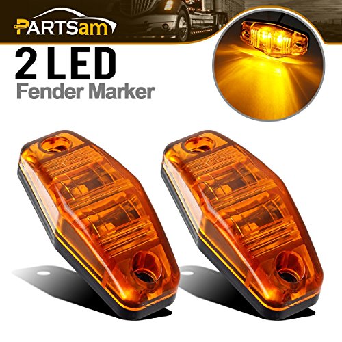 Product Cover Partsam 2 Pcs LED Light 2 Diode Amber Universal Surface Mount Side Marker Trailer (Size: 2.53 x 1.06 x 0.71 inch)