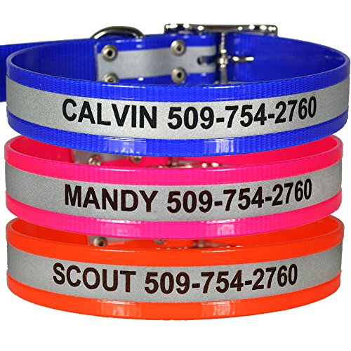 Product Cover GoTags Reflective Waterproof Dog Collars Personalized, Engraved with Pet Name and Phone Number, Extra Durable BioThane Collar Resistant to Dirt, Oils and Moisture, Odor-Proof