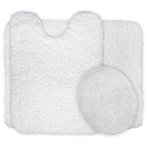 Product Cover Lavish Home 67-14-W 3-Piece Super Plush Non-Slip Bath Mat Rug Set, White