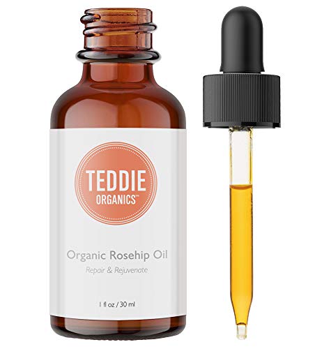 Product Cover Teddie Organics Rosehip Seed Oil for Face, Hair and Skin 1oz, Pure Rose Hip Oil works as carrier and facial oil