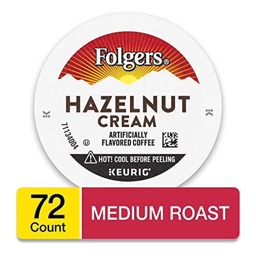 Product Cover Folgers Hazelnut Cream Flavored Coffee, K Cup Pods for Keurig Coffee Makers, 72 Count