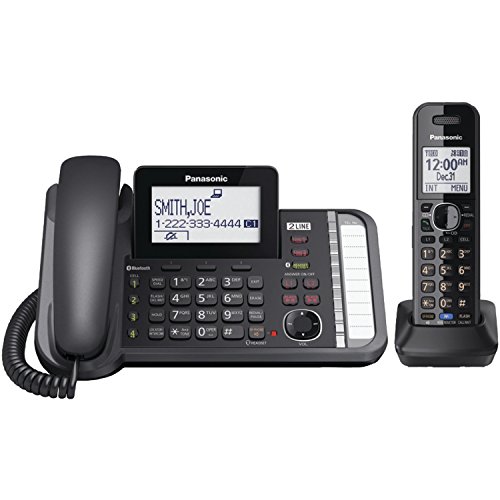 Product Cover Panasonic 2-Line Corded/Cordless Phone System with 1 Handset - Answering Machine, Link2Cell, 3-Way Conference, Call Block, Long Range DECT 6.0, Bluetooth - KX-TG9581B (Black)