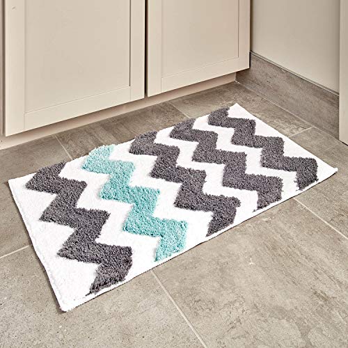 Product Cover iDesign Chevron Bath Rug, Machine Washable Microfiber Accent Rug for Bathroom, Kitchen, Bedroom, Office, Kid's Room, 34