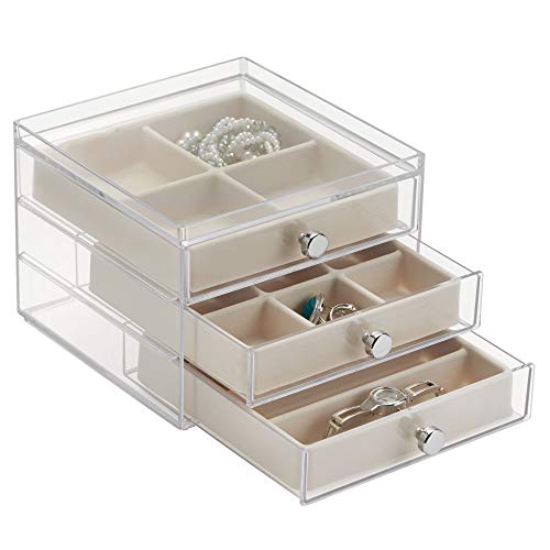 Product Cover iDesign Plastic 3 Jewelry Box, Compact Storage Organization Drawers Set for Cosmetics, Hair Care, Bathroom, Dorm, Desk, Countertop, Office, 6.5