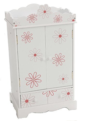 Product Cover Emily Rose 18 Inch Doll Closet Floral Design | Doll Clothes Storage Furniture Armoire with Hangers | Fits 18