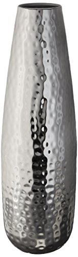 Product Cover Hosley Teardrop Hammered Metal Vase, Silver Finish - 16.5