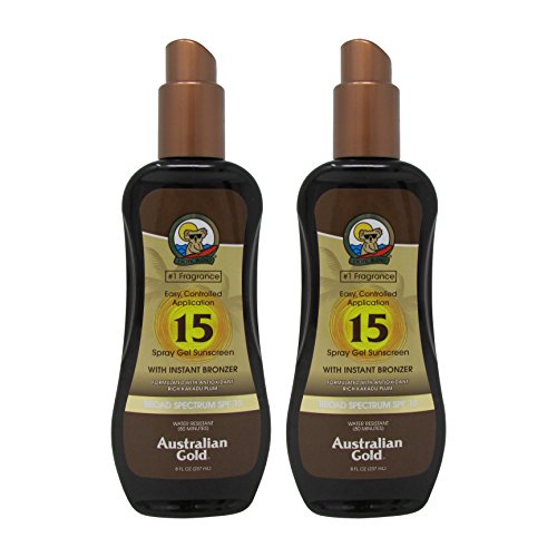 Product Cover Australian Gold SPF 15 Sunscreen Spray Gel with Instant Bronzer, 8 Ounce (2 Pack)