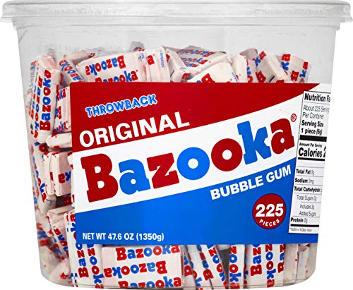 Product Cover Bazooka Individually Wrapped Bubble Gum, Original Flavor, 225 Count Bulk Tub