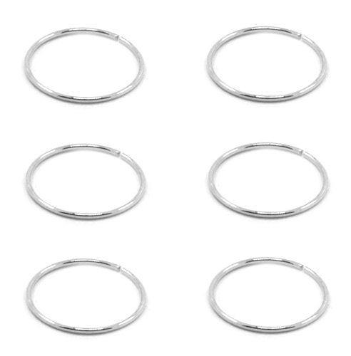 Product Cover 6 pcs of .925 Sterling Silver 22G Seamless Nose Hoop 10mm - 3/8