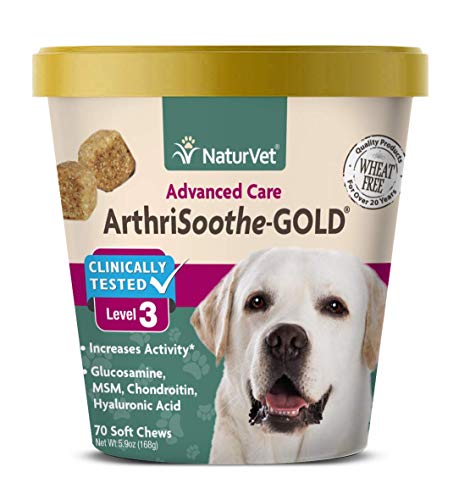 Product Cover NaturVet - ArthriSoothe-Gold - Level 3 Advanced Joint Care - Supports Connective Tissue, Cartilage Health & Joint Movement - Glucosamine, MSM, Chondroitin & Green Lipped Mussel - 70 Soft Chews
