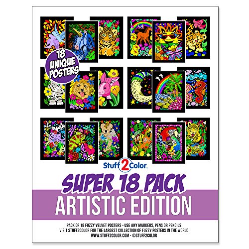Product Cover Super Pack of 18 Fuzzy Velvet Coloring Posters (Artistic Edition)