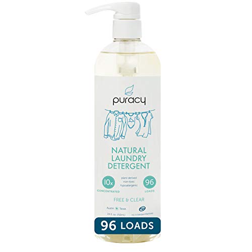 Product Cover Puracy Natural Liquid Laundry Detergent, Hypoallergenic, Enzyme-Based, Free & Clear, 24 Ounce (96 Loads)