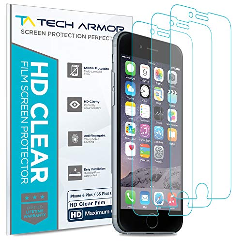Product Cover Tech Armor High Definition HD-Clear Film Screen Protector (Not Glass) for Apple iPhone 6 Plus / 6S Plus (5.5-inch) [3-Pack]