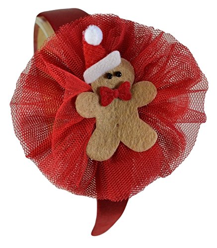 Product Cover Funny Girl Designs Girls Holiday Felt Gingerbread Satin and Tulle Flower Arch Headband