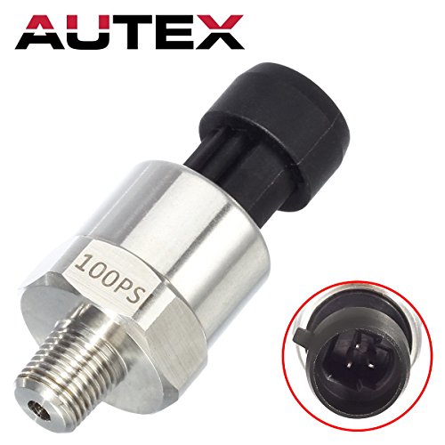 Product Cover Autex Pressure Transducer/Sender/Sensor 100 Psi Stainless Steel For Oil, Fuel, Air, Water