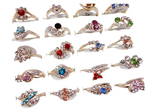 Product Cover AIHIQI Fashion Wholesale Lots 100pcs Colorful Rhinestone Ring for Women Girl Gift