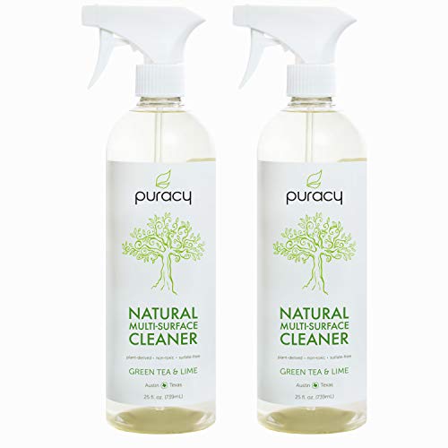 Product Cover Puracy Natural All Purpose Cleaner, Streak-Free Household Multi-Surface Spray, Green Tea & Lime, 25 Ounce (2-Pack)