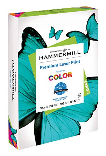 Product Cover Hammermill Paper, Premium Laser Print Paper, 11 x 17 Paper, Ledger Size, 32lb Paper, 98 Bright, 1 Ream / 500 Sheets (104653R) Acid Free Paper