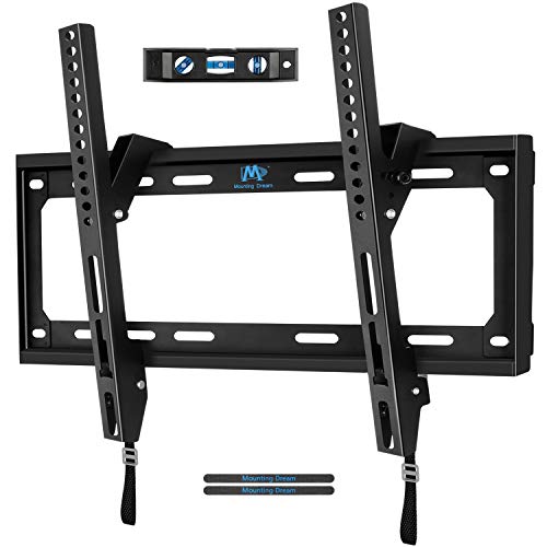 Product Cover Mounting Dream TV Wall Mounts Tilting Bracket for 26-55 Inch LED, LCD TVs up to VESA 400 x 400mm and 88 LBS Loading Capacity, TV Mount with Unique Strap Design for Easily Lock and Release MD2268-MK