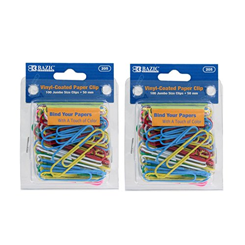 Product Cover Bazic Jumbo Color Paper Clips, 50mm, Assorted Colors, Pack of 200